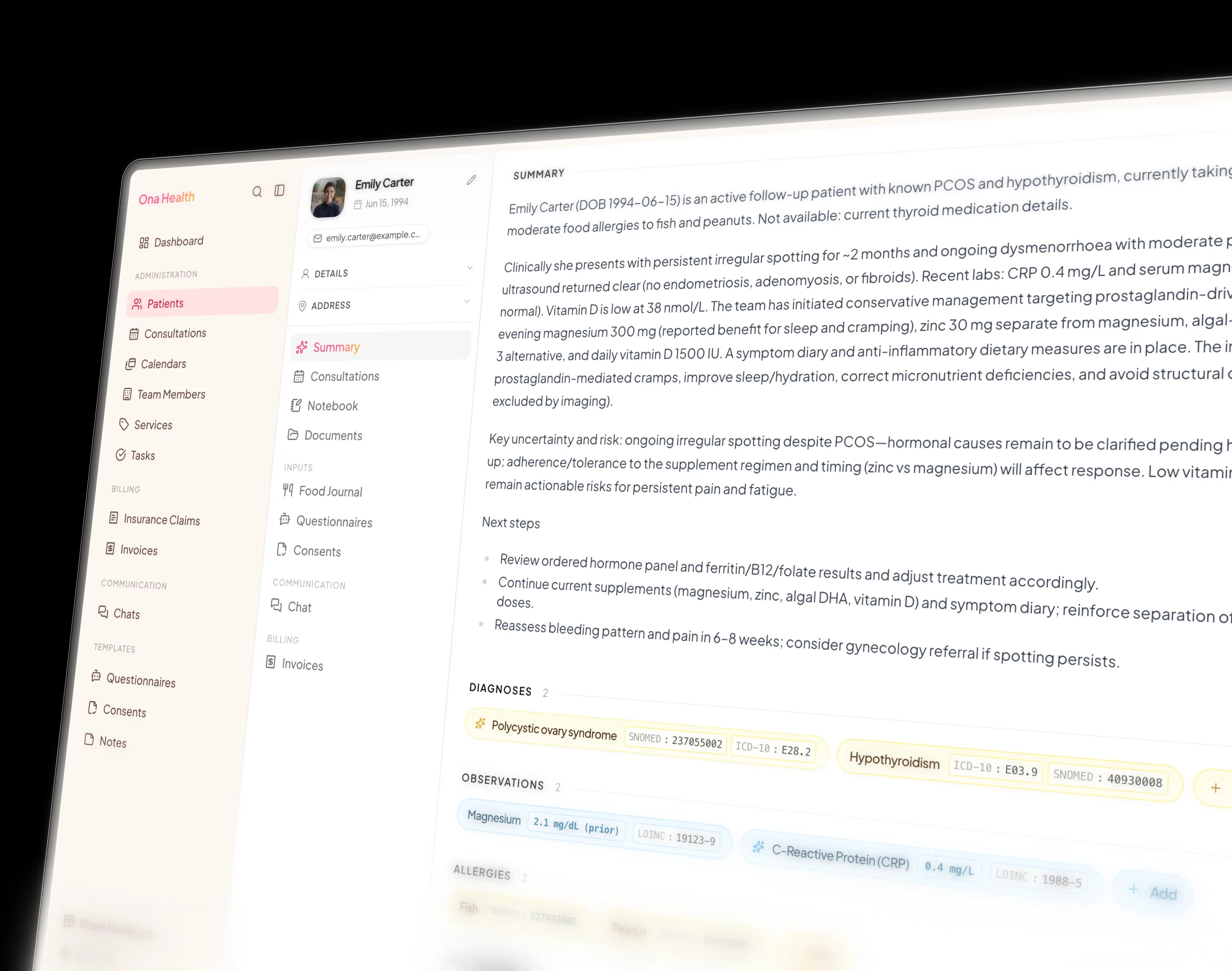 Ona Health app preview